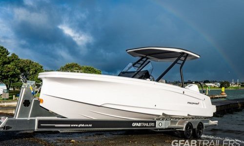 Axopar on roller-bunked tandem GFAB Trailer Axopar on roller-bunked tandem GFAB Trailer