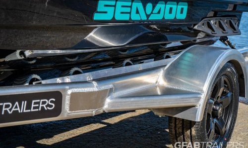 GFAB Alloy Single Jetski Trailer - roller bunks under Sea Doo GTX Pro