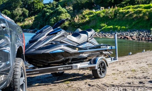 GFAB Alloy Single Jetski Trailer - front view with Yamaha Wave Runner